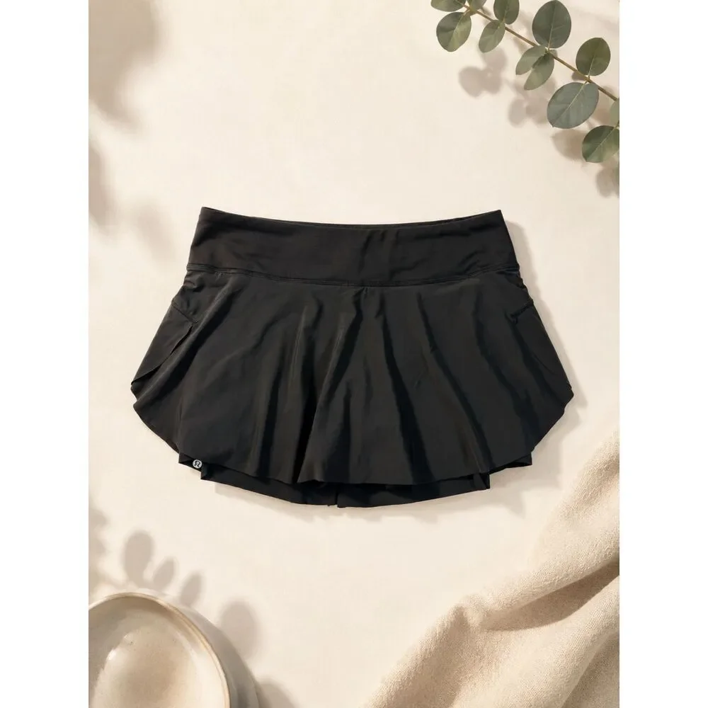 Lululemon Women’s Size 4 Black Running Skort Built-In Shorts Pockets